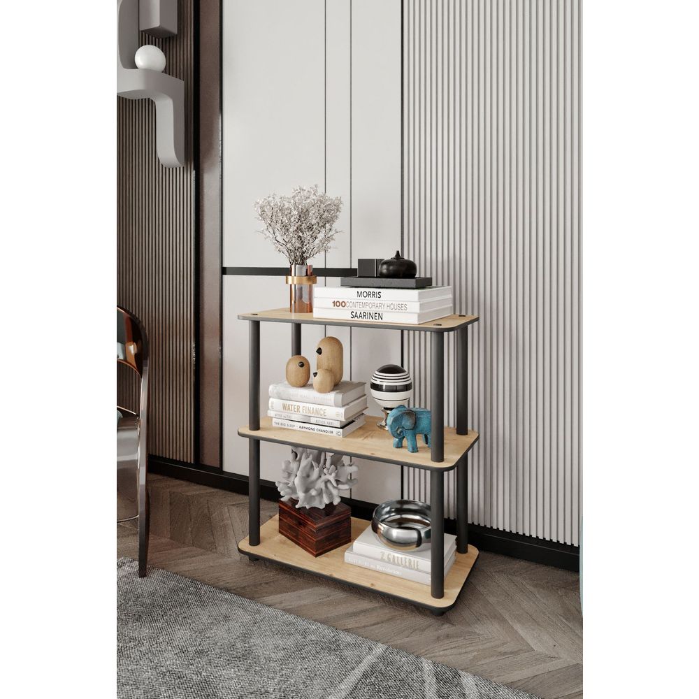  Bookshelf Bookcase 3-Tiers Rect, colour Oak slika 1