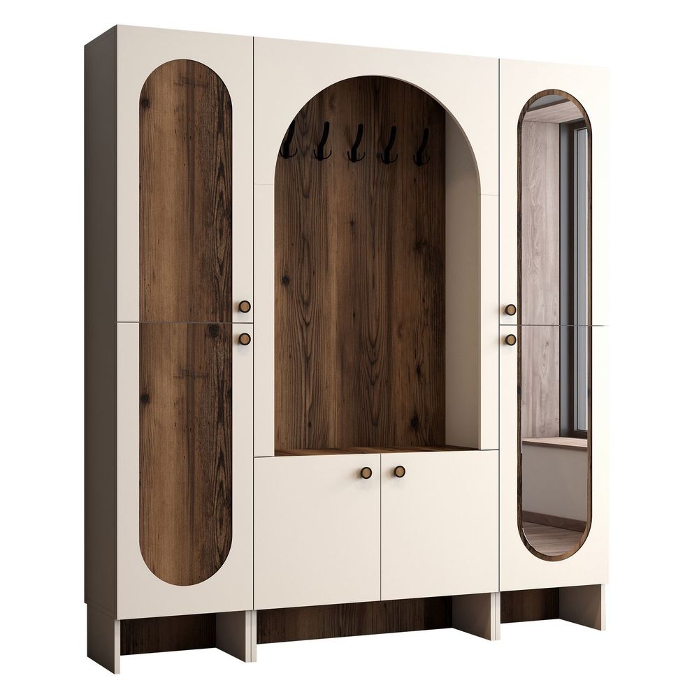 Hall Stand Palermo KLM - Krem i Orah slika 6