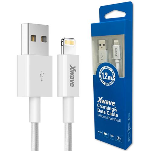 Xwave Kabl USB IPHONE 1.2M 3A,lightning,upleteni,beli slika 1