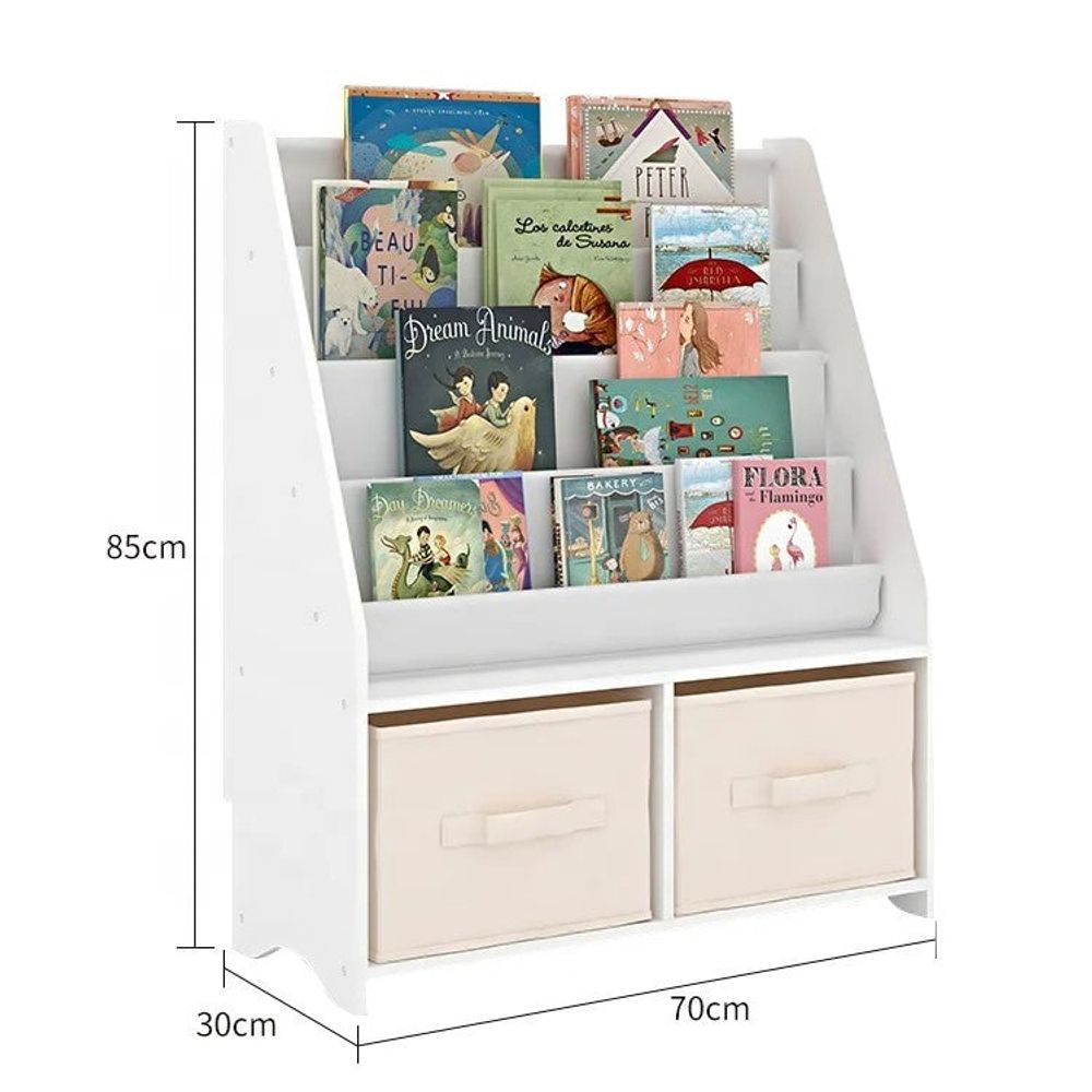 Kinder Home Dječiji organizator za knjige i igračke, Bijeli/Sivi slika 10