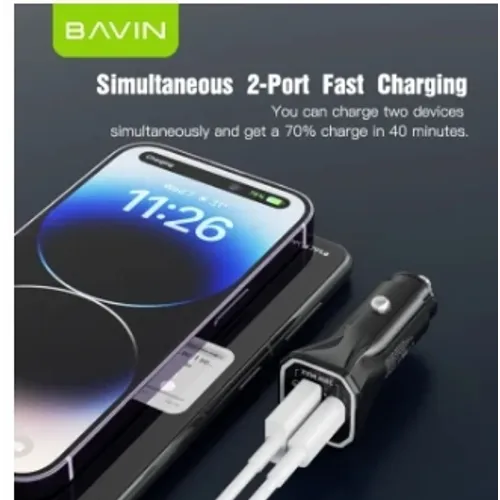 Bavin Auto punjač 20W PD QC3,0 USB&Type C bela slika 1