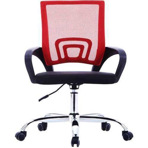 Uredska stolica od tkanine s mrežastim naslonom crvena slika 21