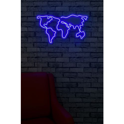 Wallity World Map - Plava Dekorativna Plastična LED Rasveta slika 3