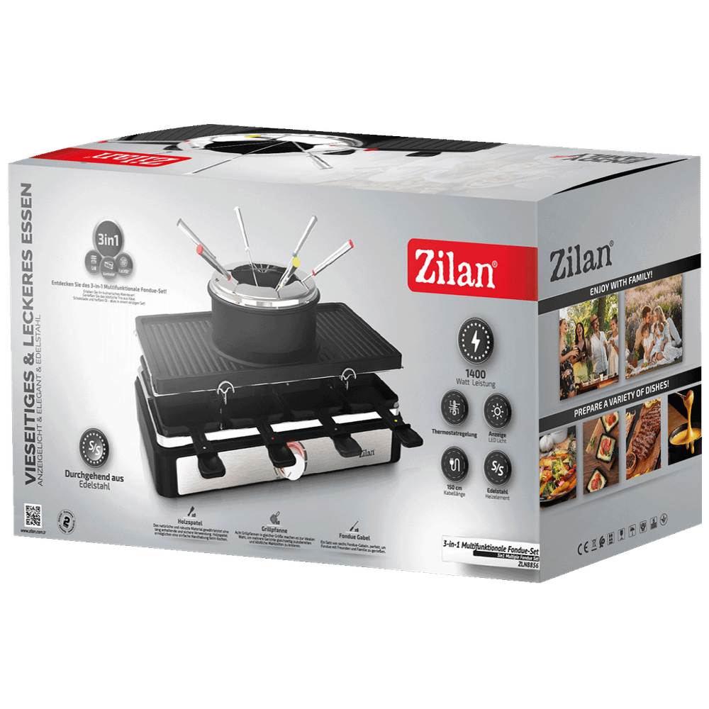 Zilan Električni Roštilj / Raclette / Fondue od sira, 3u1, 1400W - ZLN8856 slika 7