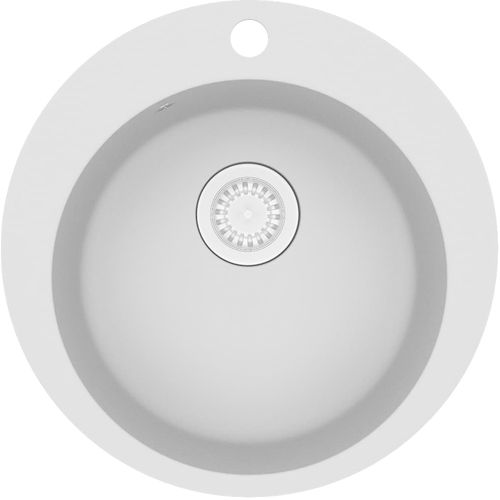 Granitni kuhinjski sudoper s jednom kadicom okrugli bijeli slika 11