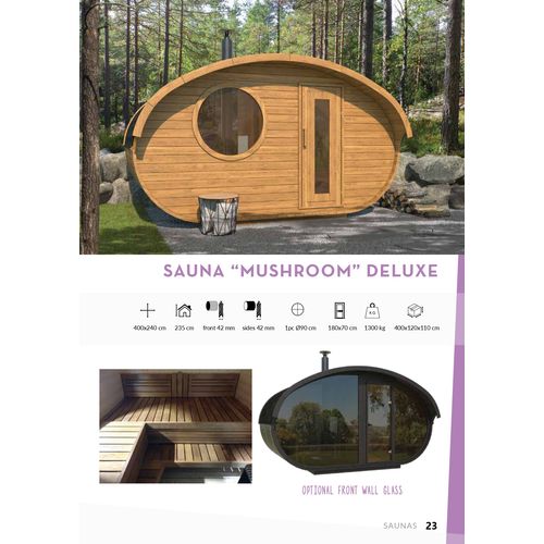 Vanjska sauna Mushroom Deluxe 240x400 Thermowood slika 3