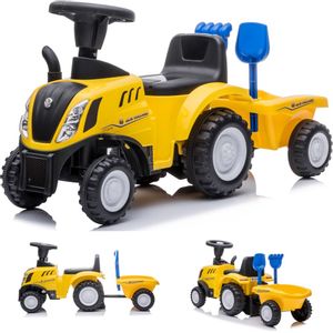 Dječji traktor guralica s prikolicom New Holland žuti