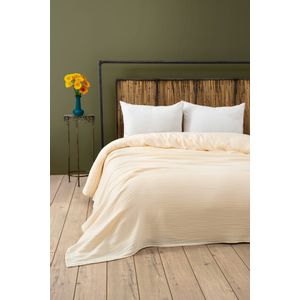 Muslin Yarn Dyed - Ecru (220 x 250) Ecru Double Bedspread