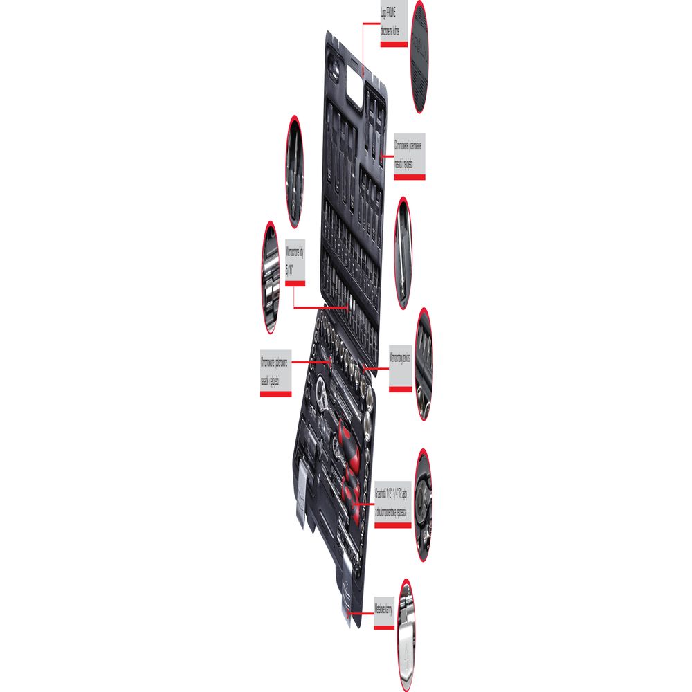 94-djelni set priključaka 1/4’’, 1/2’’ sa čegrtalj 58794 slika 1