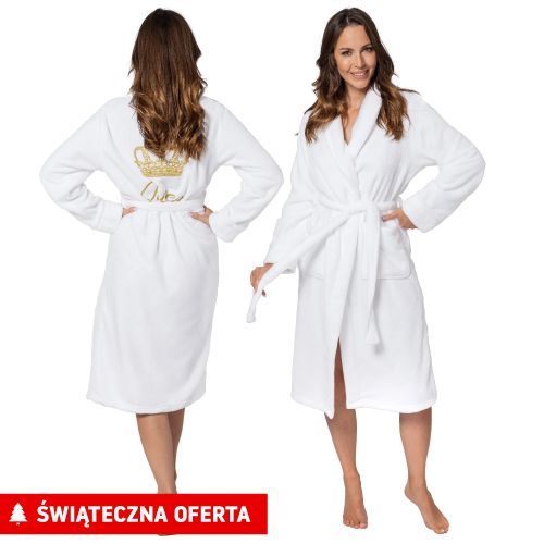 Ženski kućni ogrtač QUEEN WHITE s ovratnikom L/XL slika 20