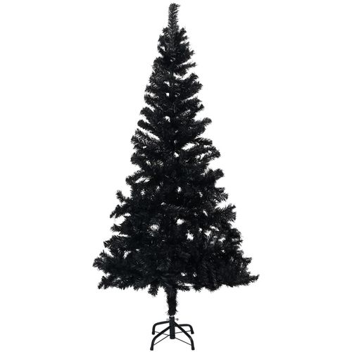 Umjetno božićno drvce LED s kuglicama crno 210 cm PVC slika 2