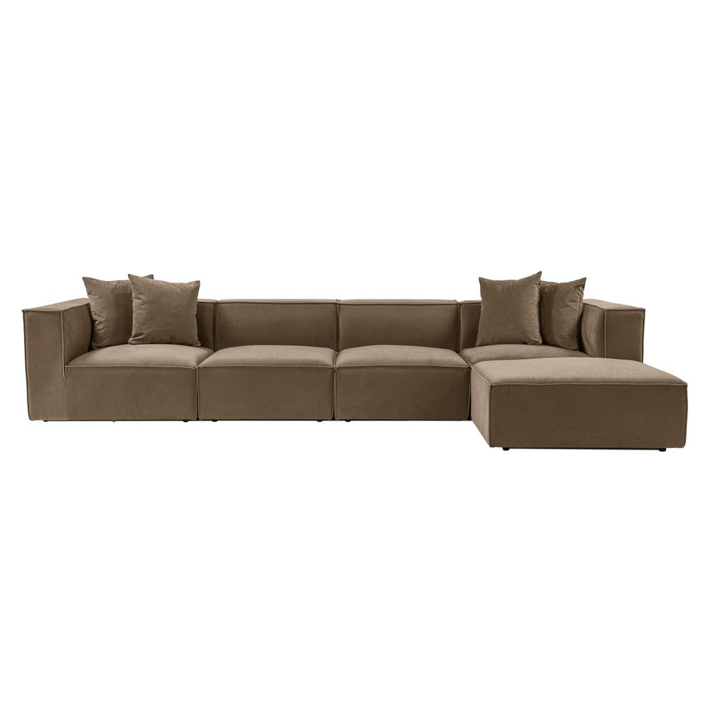 Sora (L1-O1-O1-1R-POUFFE) - Ugao Sofa u Boji Braon slika 3