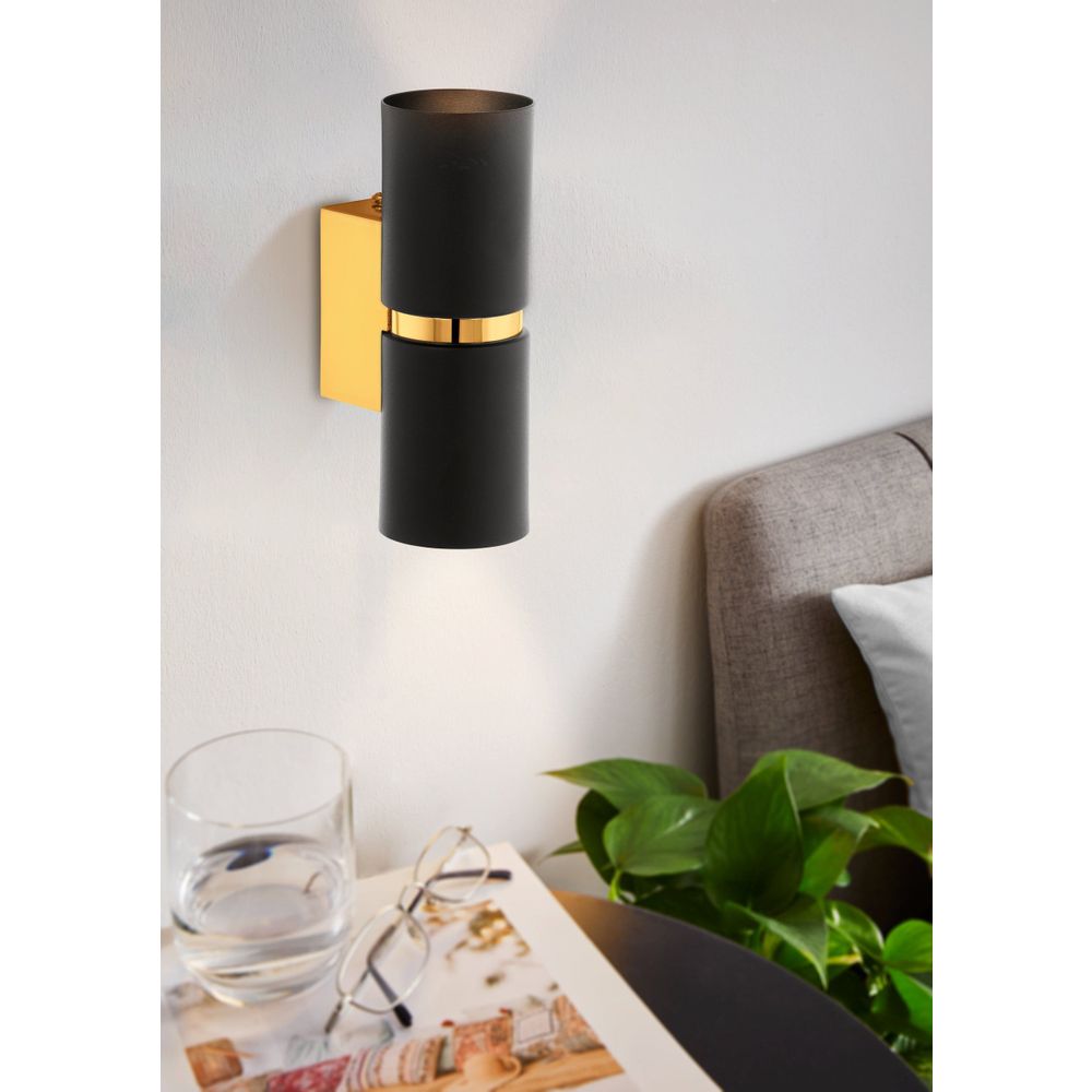 Eglo Passa zidna/2, led, gu10, 2x3,3w, zlatna/crna  slika 2