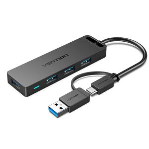 Vention 4-Port USB 3.0 Hub with Type C USB 3.0 2-in-1 Interface and Power Supply 0,15m