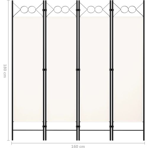 Sobna pregrada s 4 panela krem bijela 160 x 180 cm slika 17