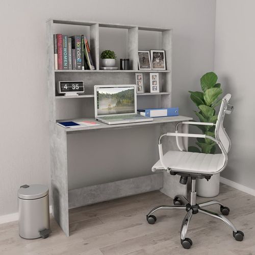 Radni stol s policama siva boja betona 110x45x157 cm iverica slika 14