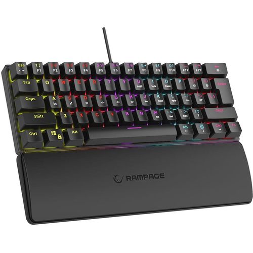 Rampage plower k60 black us layout wrist support red switch gaming keyboard slika 1