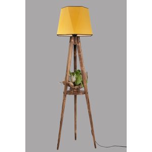 Sehbalı tripod lambader yanık altıgen hardal abajurlu Mustard Floor Lamp