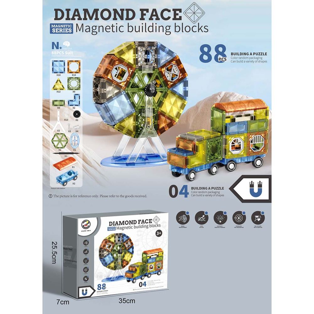 Magnetne pločice za slaganje Diamond Face 88kom slika 1