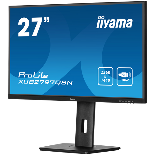 IIYAMA Monitor LED XUB2797QSN-B1 27" IPS 2560 x 1440 @100Hz 250 cd/m² 1300:1 1ms HDMI DP 4xUSB Hub, USB-C 65W RJ45 height, swivel, tilt, pivot (rotation both sides) slika 3