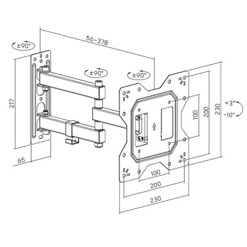 Xstand 23-43 TILT/ARM/LONG Nosač za TV/NAGIB -10&#176;do+3&#176;/ROT 180&#176;/VESA 200X200/30kg/5.6- 37.8cm od zid slika 5