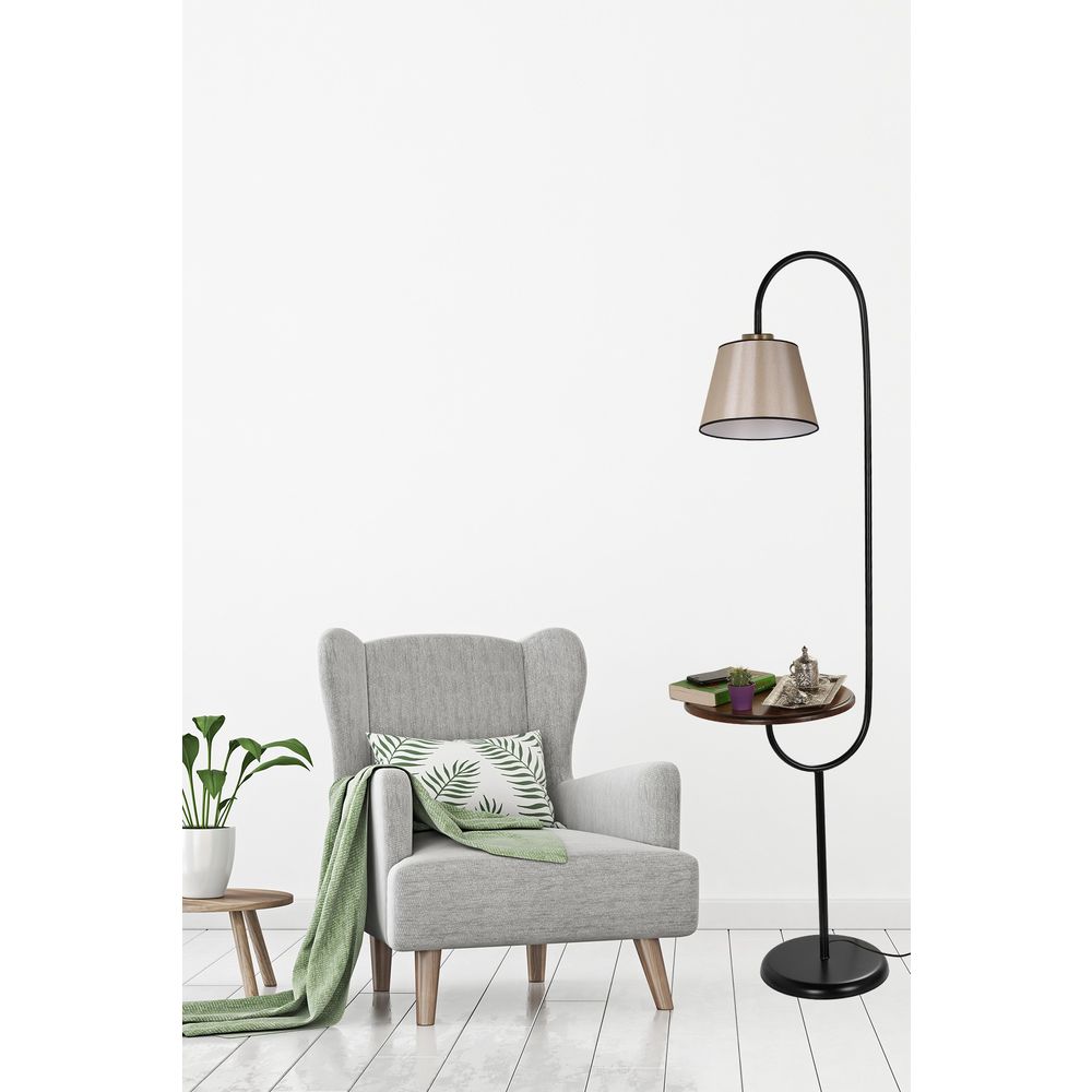 Zümrüt Siyah Lambader Pramit 15-3 Abajurlu Dark Beige Floor Lamp slika 1