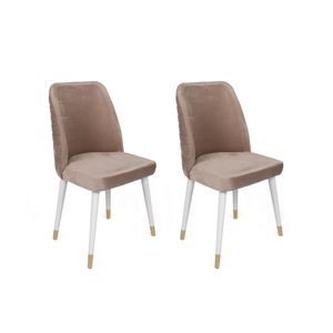 Hugo-404 V2 Beige
White 
Gold Chair Set (2 Pieces)