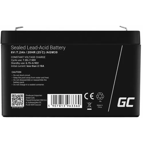 Baterija Green Cell AGM39, 6V, 7.2Ah, VRLA, bez održavanja slika 2