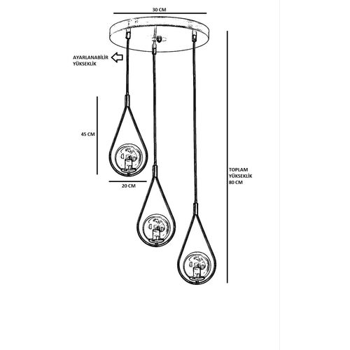 Damla 3 Lü Tepsili Gold Beyaz Camlı Sarkıt Gold
White Chandelier slika 3