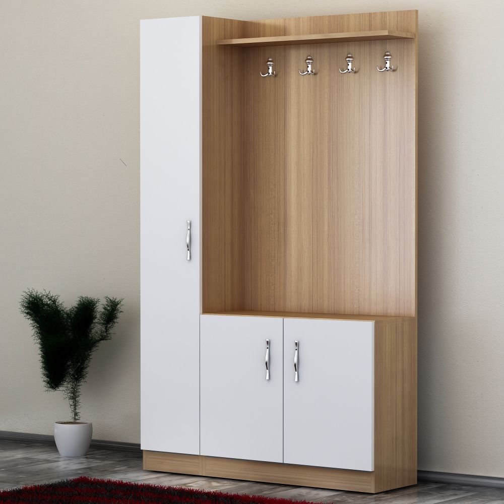 Naturel - Teak, Bijeli Teak Stalak za Odjeću slika 1