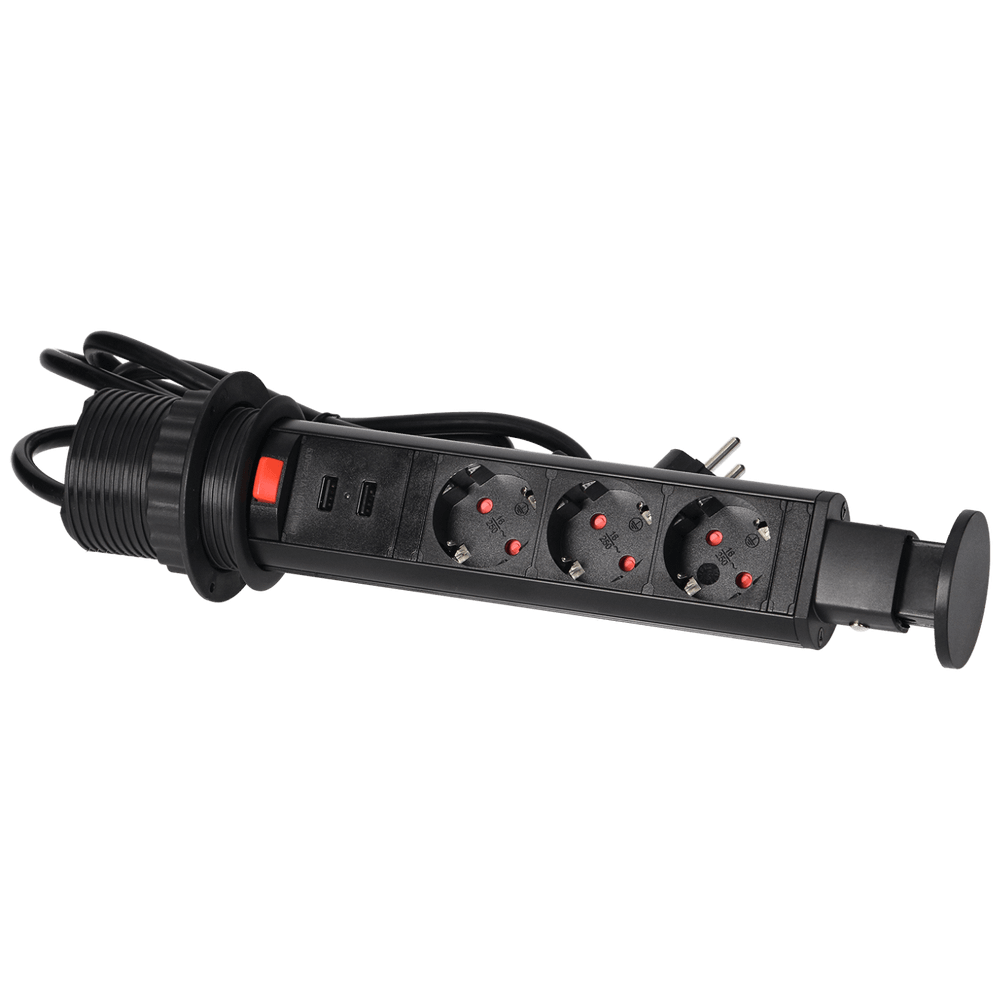 Orno Produžni kabel sa 3 x Schuko utičnice + 2 x USB, ugradbena - OR-AE-1349(GS)/B slika 3