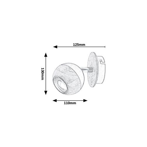 Rabalux Arthur spot, hrast/crna, GU10 35W Spot rasveta slika 2