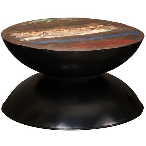 Stolić za kavu od obnovljenog drva s crnom bazom 60x60x33 cm slika 45