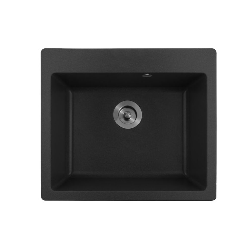 Inter Ceramic sudoper usadni pravokutni 50x57x22,5 cm + sifon, granit crni slika 1