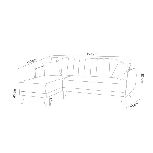 Atelier Del Sofa Kutna garnitura, Aqua Corner Left - Cream slika 7