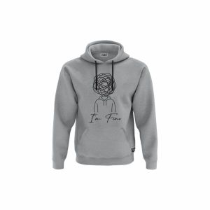 XGB3 Duks sa kapuljačom i džepom I'm Fine Graphic Silver