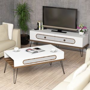 Ekol - White White Living Room Furniture Set