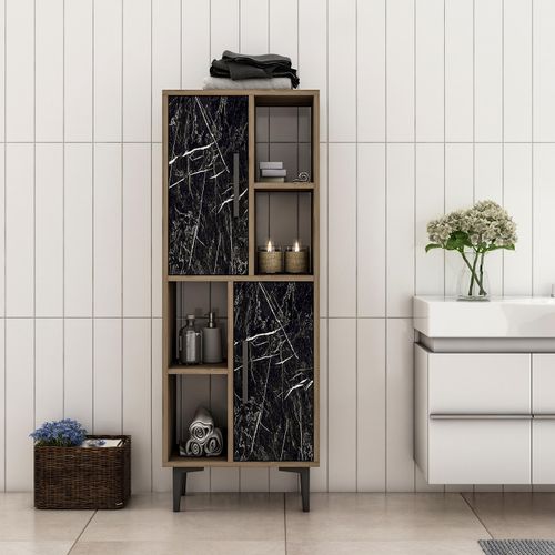 Woody Fashion Komoda s više namjena, Leni - Walnut, Black Marble slika 4