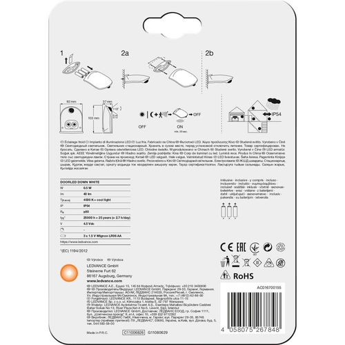 LEDVANCE DoorLED Solar L 4058075267862 vanjska solarna zidna lampa   3 W hladno bijela srebrna slika 2