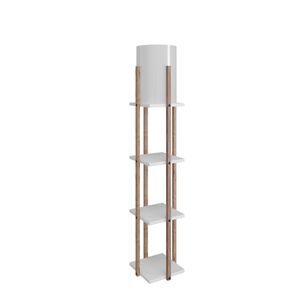 Opviq Podna lampa polica NORA bijela-drvo , ivreica, MDF, platno, visina 135 cm, promjer sjenila 21 cm, visina 36 cm, E27 45-60 W, Nora - White