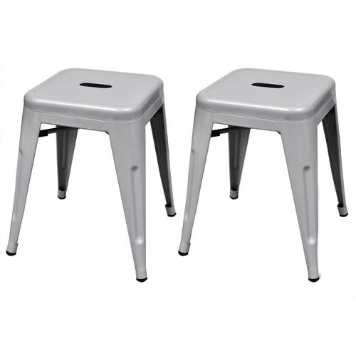 Složivi stolci 2 kom sivi metalni slika 26