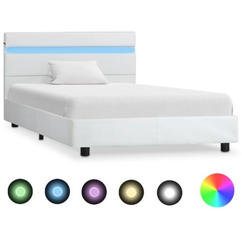 Okvir za krevet od umjetne kože s LED svjetlom bijeli 90x200 cm slika 37
