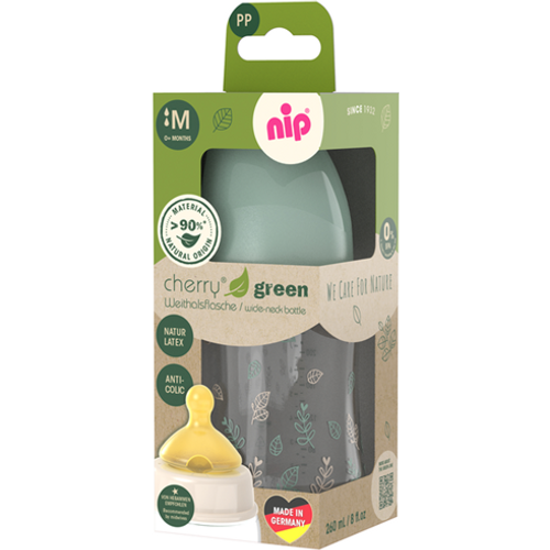 nip® Plastična flašica širokog grla Cherry Green 260ml 0m+, Green slika 3