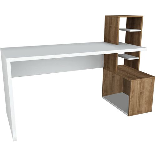 Woody Fashion Radni stol, Bijela boja Orah, Side - White, Walnut slika 4