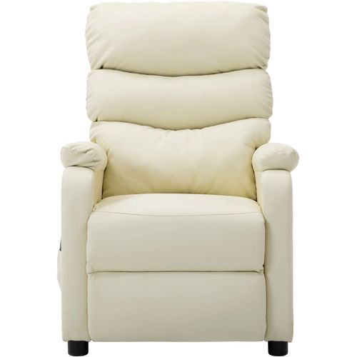 Električna masažna fotelja od umjetne kože krem slika 11