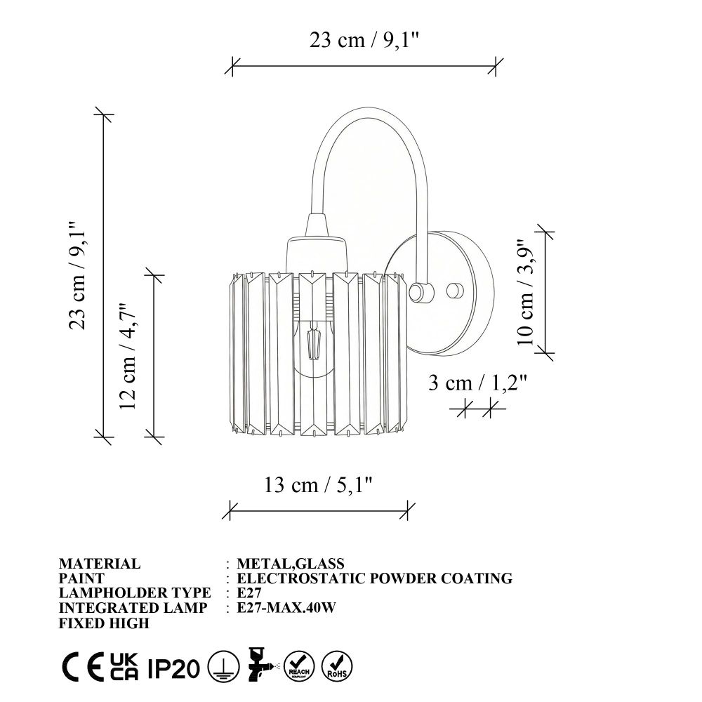 Zidna Lampa Yakops - 15710, boje: Zlato slika 9