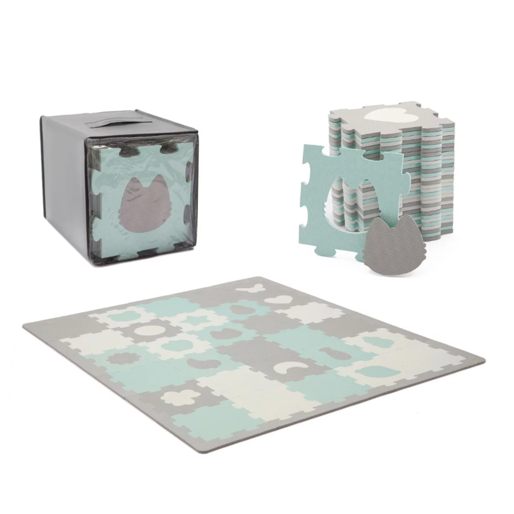 Kinderkraft Podloga za igru LUNO SHAPES 3D 185x165cm, Mint slika 1
