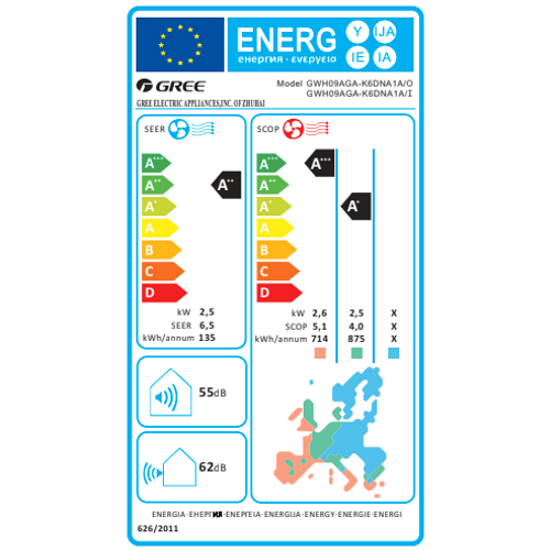 GREE klima uređaj R32  2,6 kW, PULAR Premium inverter - set, unutarnja i vanjska  jedinica  slika 3