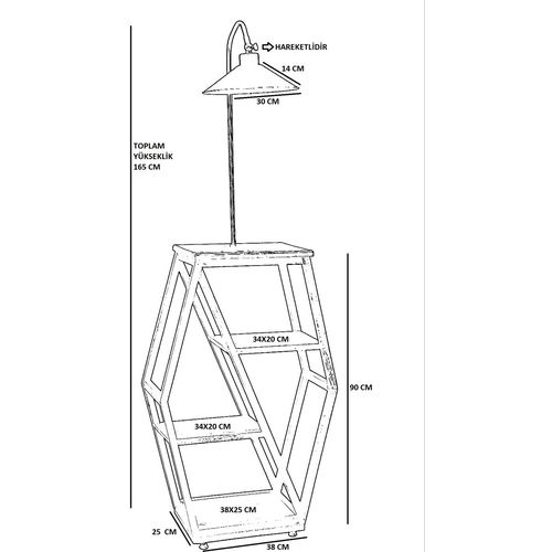 Sembol Ceviz Lambader Metal Başlıklı Walnut Floor Lamp slika 5