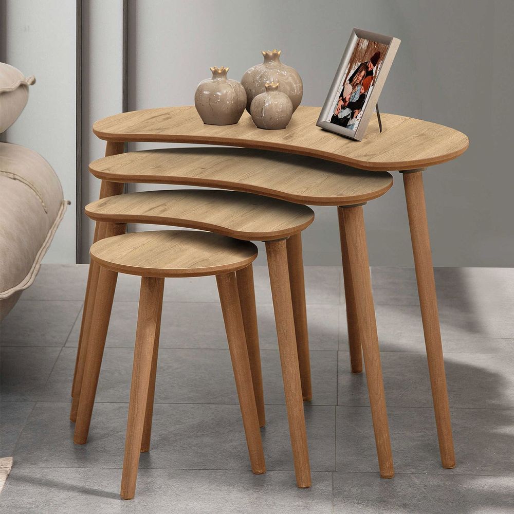 Nesting Table Moon - Set od 4 komada u boji hrasta slika 1